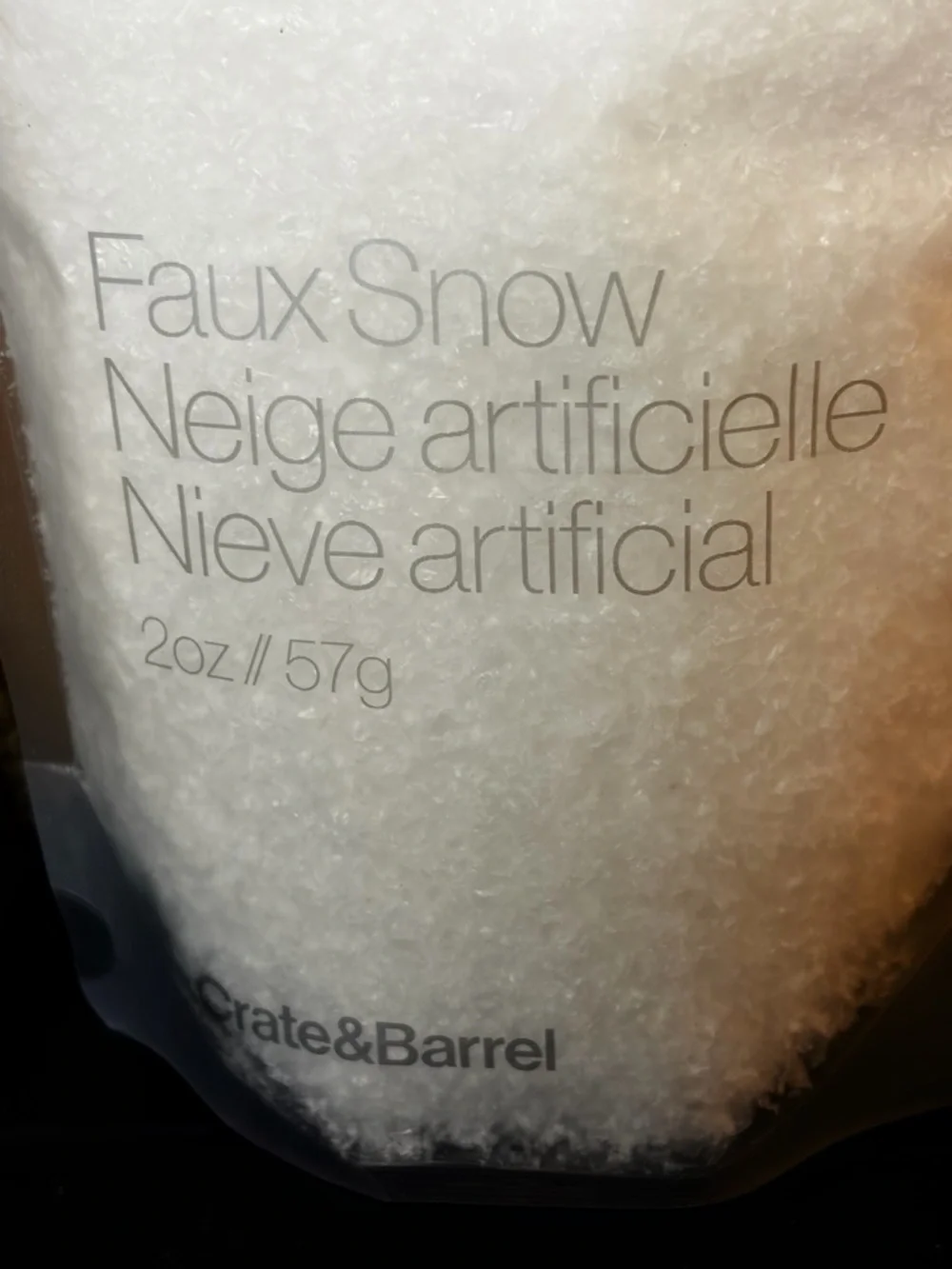 Crate & Barrel Faux Snow - 2 x 2oz packages sealed